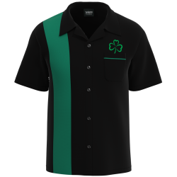 mens bowling shirt black green