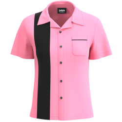 Women's Pink & Black Retro Bowling Shirt: Chic & Classic Design