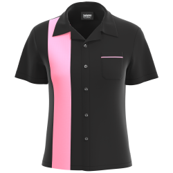 Women's Black & Hot Pink Retro Bowling Shirt - Stylish Comfort