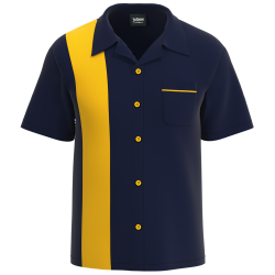 Navy & Gold Retro Bowling Shirt: Classic Elegance for Bowlers