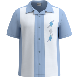 The Argyle Lounge ~ Vintage Embroidred Two Tone Bowling Shirt