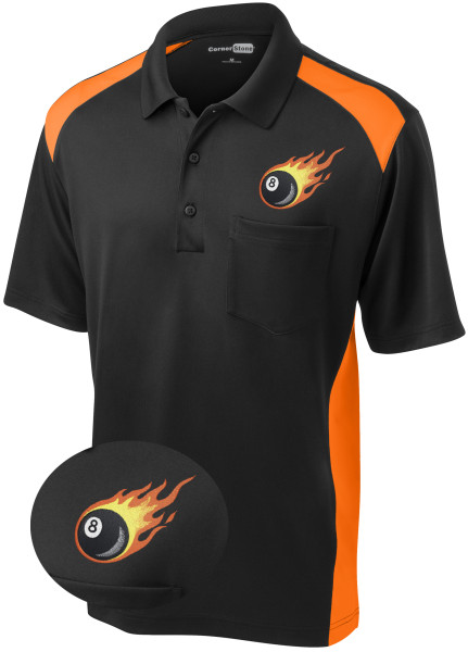 Flaming 8 Ball - Embroidered Billiard Men Bowling Shirt for Players