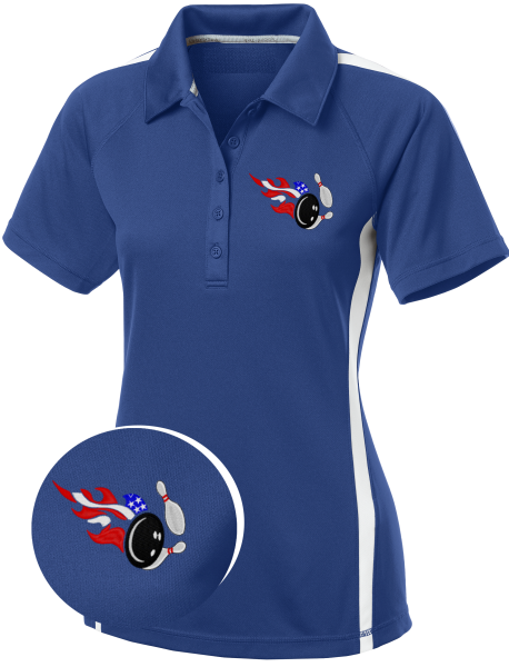 Lady "Patriot Pin Striker" ~ Premium Bowling Polo Embroidered Shirt