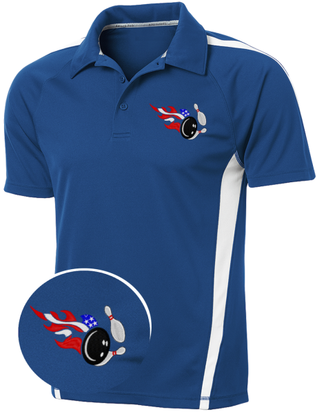 "Patriot Pin Striker" ~ Premium USA Bowling Embroidered Polo Shirt