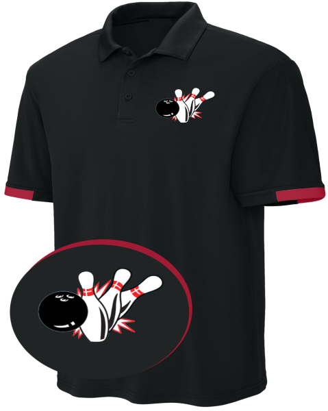 Thunder Pins Men's Performance Sports Bowling Polo