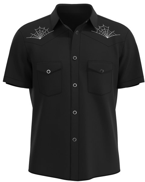 "Web" Rockabillly Western Shirt ~ Edgy Spider Design Retro Work Shirt