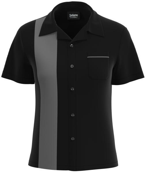 Retro Classic Style: Women’s "Shock" Black and Grey Bowling Shirt