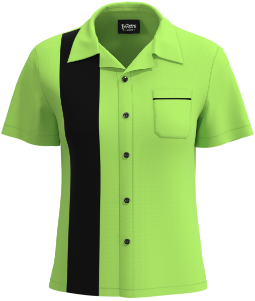 Retro Classic Style: Women’s "Shock" Neon Lime Green and Black Bowling Shirt