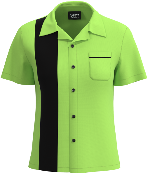 Retro Classic Style: Women’s "Shock" Neon Lime Green and Black Bowling Shirt