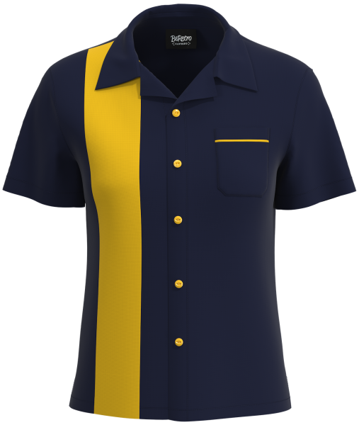 Navy-Gold Lady RETRO Shock 2.0: Closeout Bowling Shirt for Women