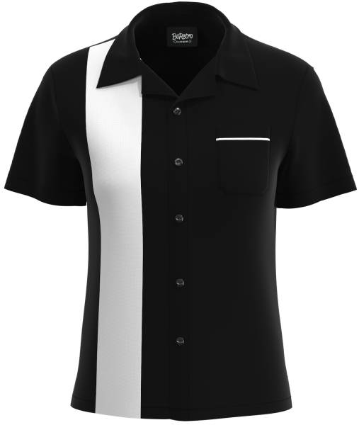 Retro Classic Style: Women’s "Shock" Black and White Bowling Shirt
