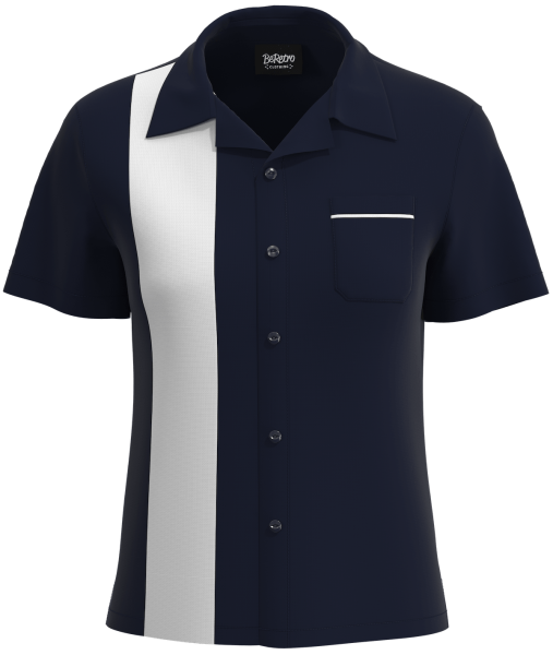 Retro Classic Style: Women’s "Shock" Navy and White Bowling Shirt
