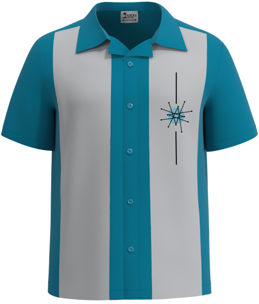 ATOMIC BURST ~ Embroidered Hawiian Bowling Shirt