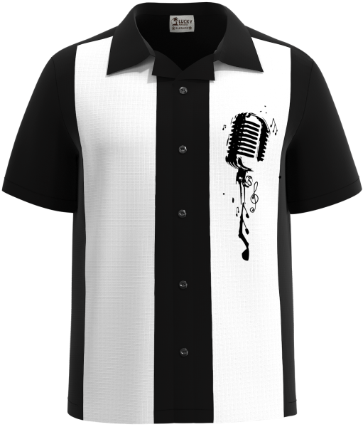 RETRO-VIBES ~ Vintage Rockabilly Bowling Shirt with Microphone