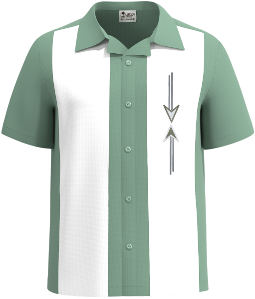 Tom Collins - Green & White Embroidered Dress Camp Shirt