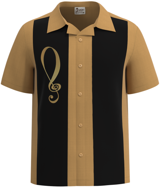 Gold Record ~ Music & Band Shirt – Designer Dressy Polyester Stage Button Down Shirt