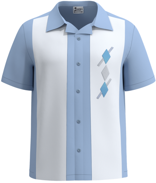 The Argyle Lounge ~ Vintage Embroidred Two Tone Bowling Shirt