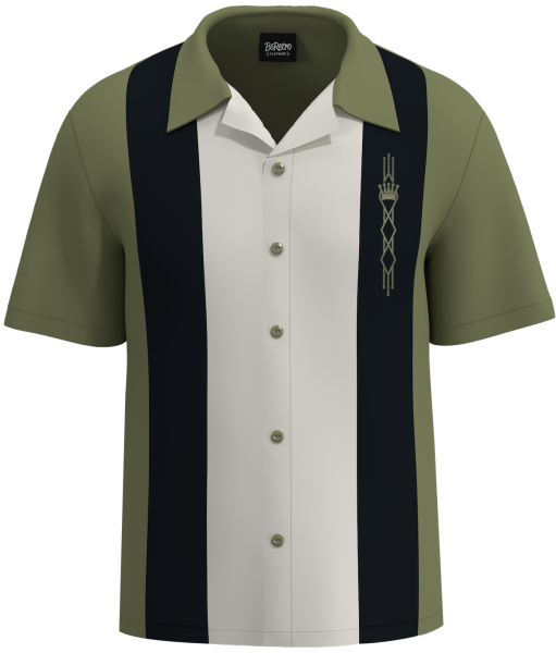 DeAntonio - Sleek Olive & Black Bowling Shirt for Modern Bowlers