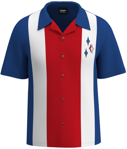 Men's USA Camp Shirt - Stripes & Stars Design, Soft Polyester Fabric
