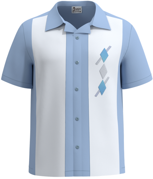 The Argyle Lounge ~ Vintage Embroidred Two Tone Bowling Shirt