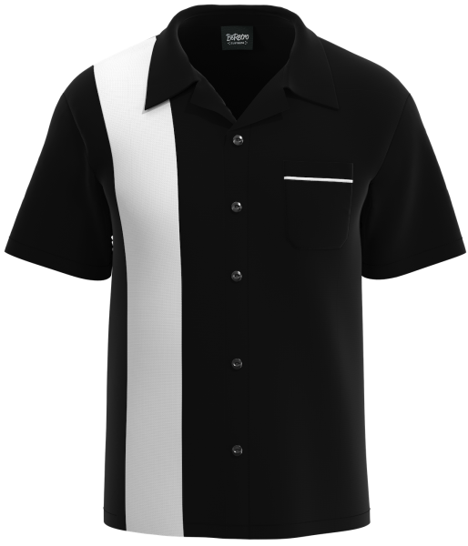 Stylish Men's Black & White Bowling Shirt | Classic Design