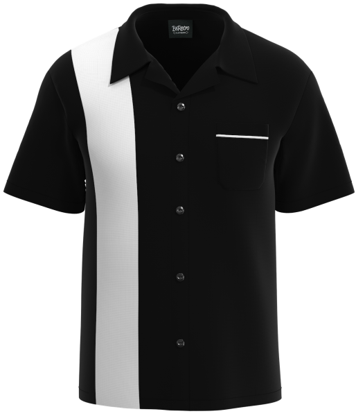 Retro Classic Style: The "Shock" Black and White Bowling Shirt