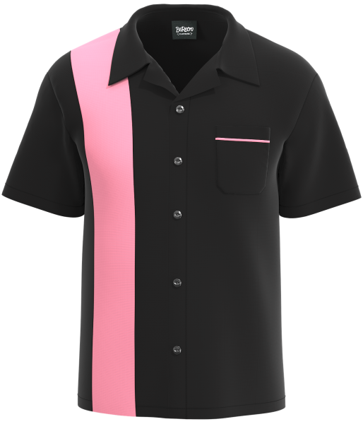 Hot Pink Button Up Bowling Shirt | Black and Pink Shirt