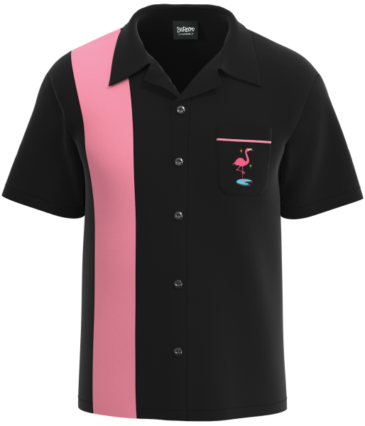 The Palm Springs Pink Flamingo - Vintage Mid-Century Retro Bowling Shirt