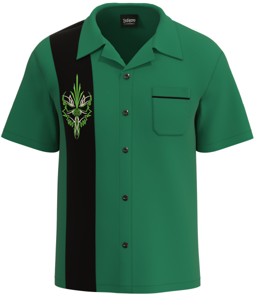 Men's Lime Skull Pin Stripe Hot Rod Shirt ~ CLOSEOUT