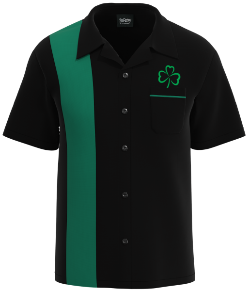 Lucky Shamrock Bowling Shirt – Black & Emerald