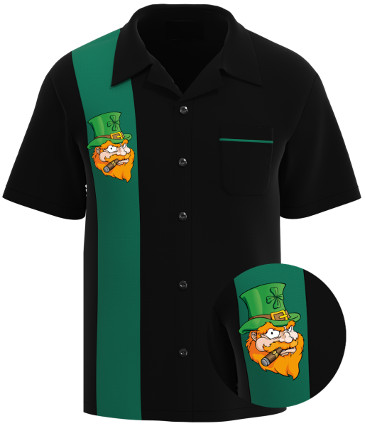 The Leprechaun Novelty Bowling Shirt – Cigar & Shamrock Edition