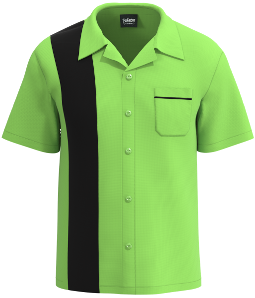 Lime Green & Black Retro Bowling Shirt