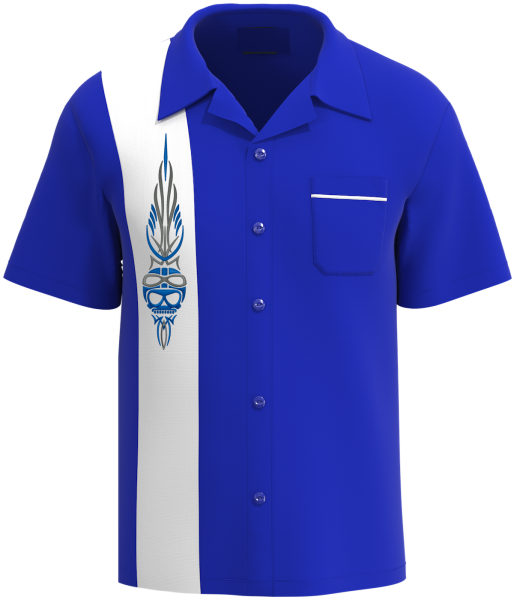 Royal Blue Biker Motorcycle Shirt with White Contrast Panel - Made in USA
