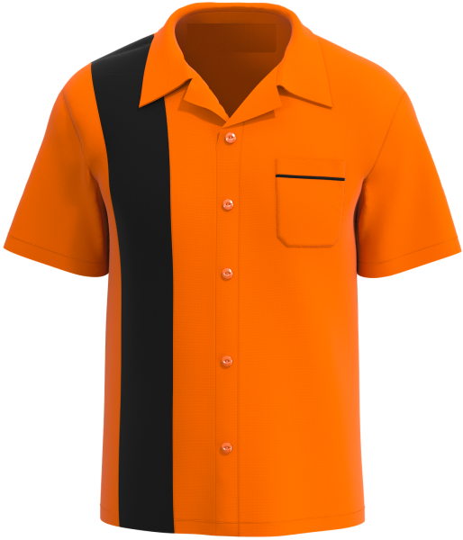 Retro Classic Style: Men’s "Shock" Orange and Black Bowling Shirt