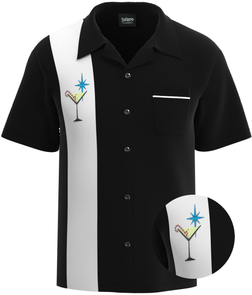 Peppermint Martini Holiday Party Shirt - Black & White Panel