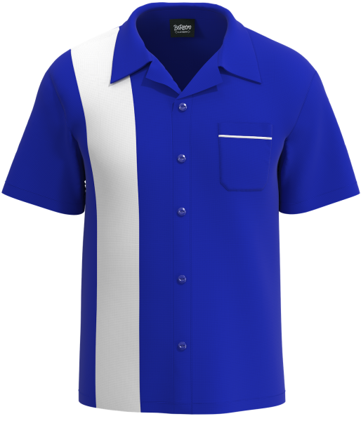 Royal & White - Classic Retro Bowling Shirt for Timeless Style