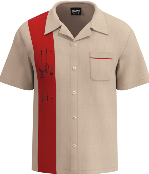 “ShakeDown” Bowling Shirt – Retro Vibes & Cocktail Flair! - CLOSEOUT