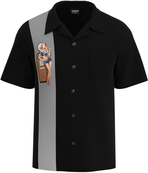 FILL'EM UP  ~  Retro Pin Up Bowling Shirt for Men - CLOSEOUT