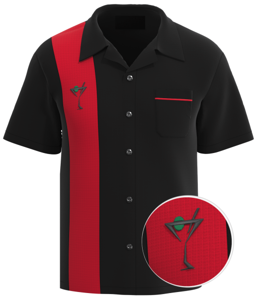 RED HOT MARTINI ~ Stylish Martini Inspired Retro Bowling Shirt