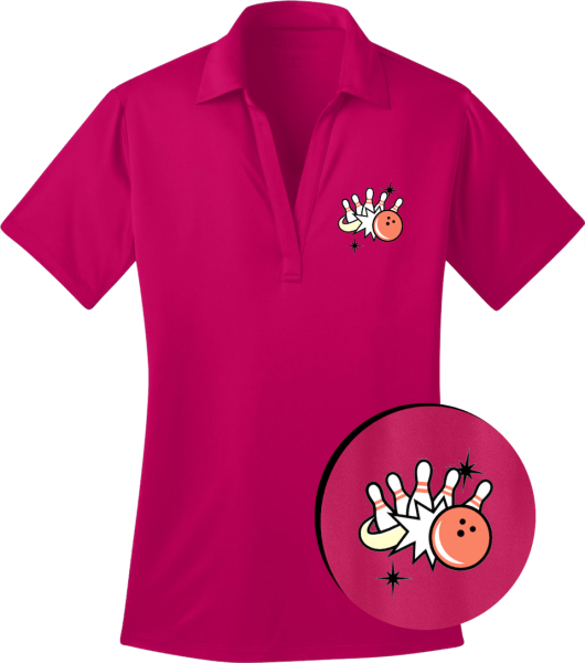 Ladies PIN FLASH FURY Designer Polo Bowling Shirt ~ Fun, Bright Colors 