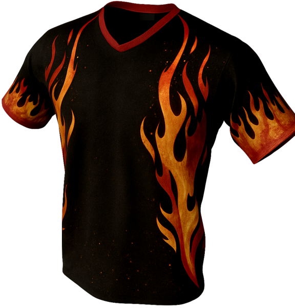 "Hot Streak" Bowling Sublimated Flame Mock Jersey, Polo or Crew T-Shirt ~ Includes all Personalization & Custom Logos