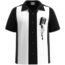 RETRO-VIBES ~ Vintage Rockabilly Bowling Shirt with Microphone