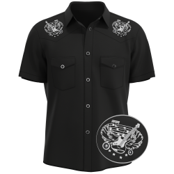 Guitar Ink Rockabilly Men Shirt - Western Style with Tattoo Art