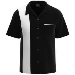 Retro Classic Style: The "Shock" Black and White Bowling Shirt