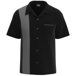 Retro Classic Style: Men’s "Shock" Black and Grey Bowling Shirt
