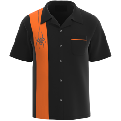 RetroSpider - Men Bold Tattoo Themed Bowling Shirt for Edgy Style