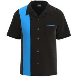 Black & Turquoise Bowling Shirt - Bold Retro Style for the Lanes
