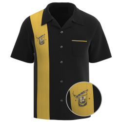 CUBAN ~ Black & Gold Cuban Collar Cigar Shirt