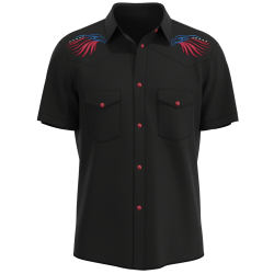 USA EAGLE Tattoo Western Men's Shirt ~ Quick-Dry, Wrinkle-Free Design