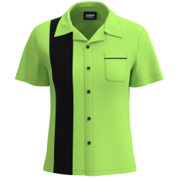 Retro Classic Style: Women’s "Shock" Neon Lime Green and Black Bowling Shirt